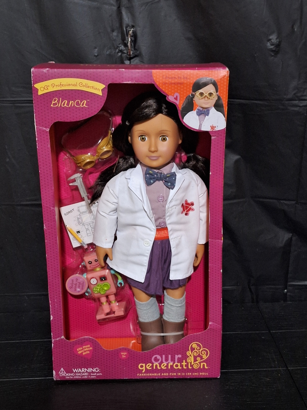 Our Generation Blanca Doll — Scientist Outfit in Purple and White Retired HTF
